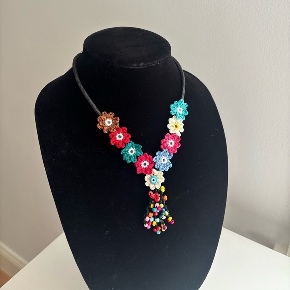 Jewelry - Colorful Crochet Flower Tassel Necklace